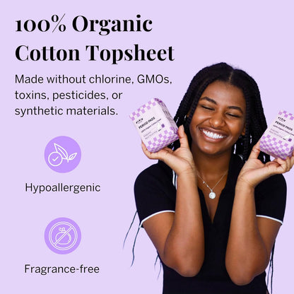 Pixie Organic Cotton Pads for Women - Ultra Thin with Wings, Leak-Proof & Moisture-Wicking