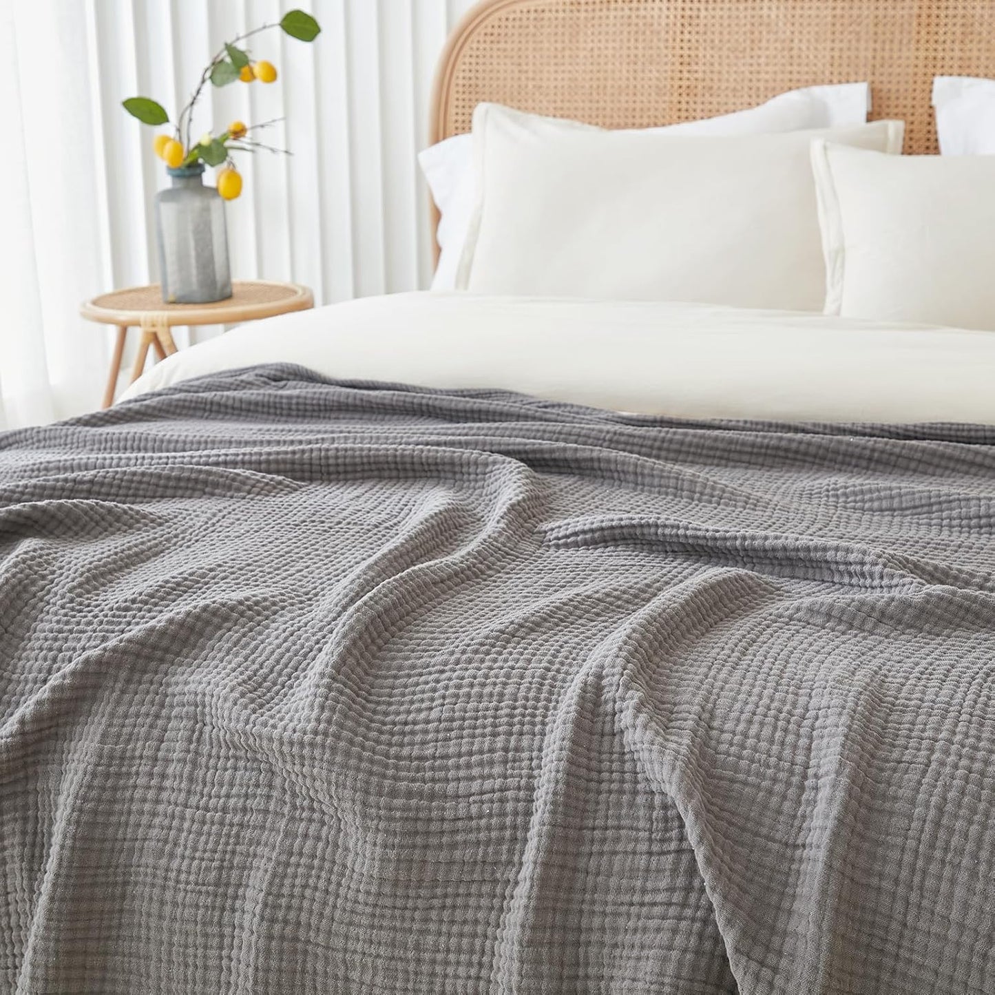 EMME Cotton Blanket Twin XL for Bed Soft Muslin Blankets 66"x90" Lightweight Breathable Layering
