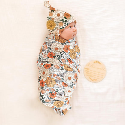 Konssy Baby Girl Newborn Receiving Blanket with Matching Headband and Beanie Set Baby Swaddle