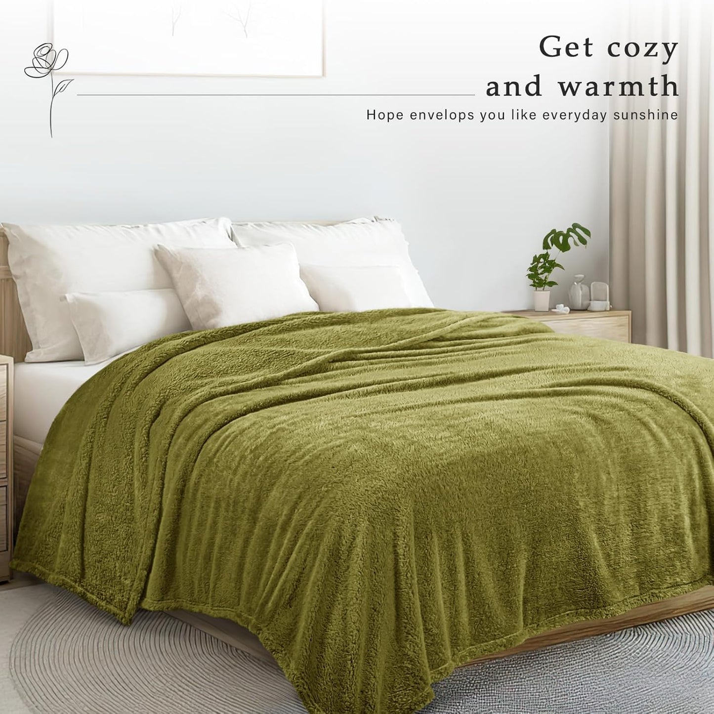 Exclusivo Mezcla Queen Size Flannel Fleece Blanket, Super Soft Velvet Plush Bed Blanket, Fuzzy Cozy