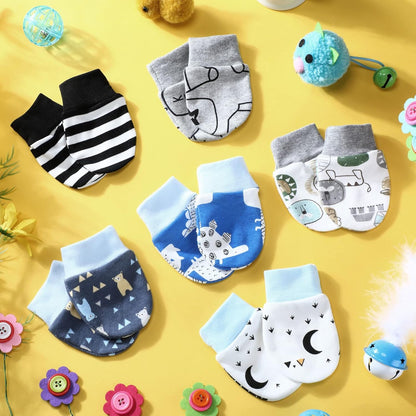 6 Pairs Newborn Baby Mittens No Scratch Gloves Infant Toddler Anti Scratch Essentials Unisex Cotton