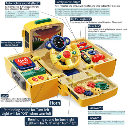 HONGTUO School Bus Toy with Sound and Light, Simulation Steering Wheel, Toddlers School Bus with