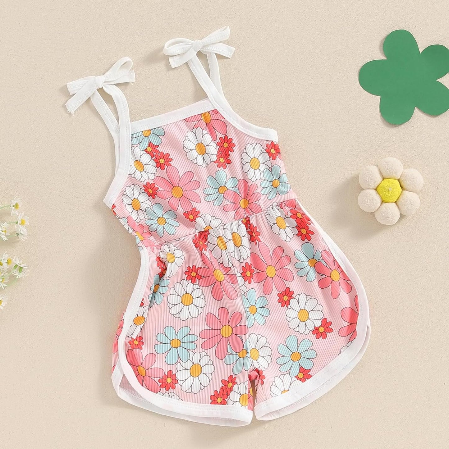 WZTYYDS Toddler Baby Girl Summer Clothes Floral Romper Tie-Up Strap Halter Jumpsuit Infant Summer