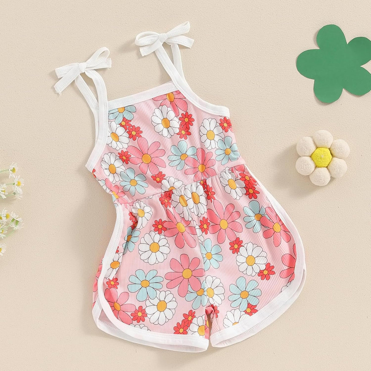 WZTYYDS Toddler Baby Girl Summer Clothes Floral Romper Tie-Up Strap Halter Jumpsuit Infant Summer