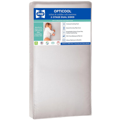 Sealy Baby OptiCool Breathable Crib Mattress, GREENGUARD GOLD Certified, Made in USA, Toddler Bed