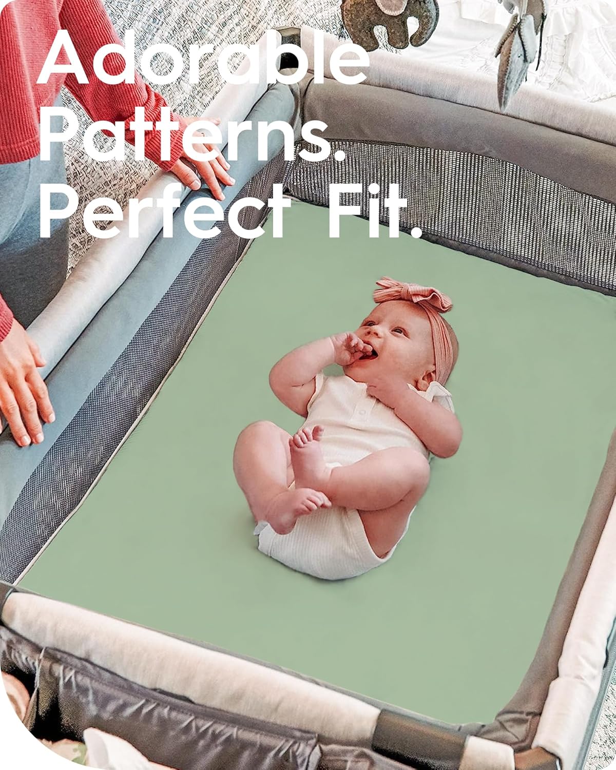 Pack N Play Sheets Fitted for Girls Boys, TotBasic Boho Mini Crib Sheets for Pack and Play/Mini