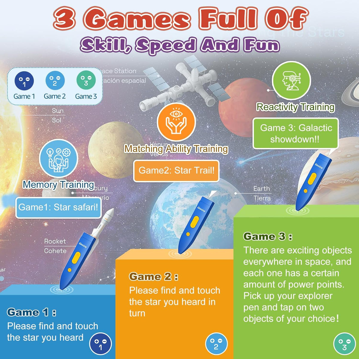 Bilingual Interactive Solar System Poster for Kids – Educational Talking Space Poster for Kids Aged