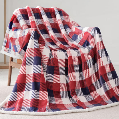 Touchat Sherpa Plaid Twin Blanket 60" X 70", Fuzzy Fluffy Soft Cozy Throw Blanket, Twin Size Plush