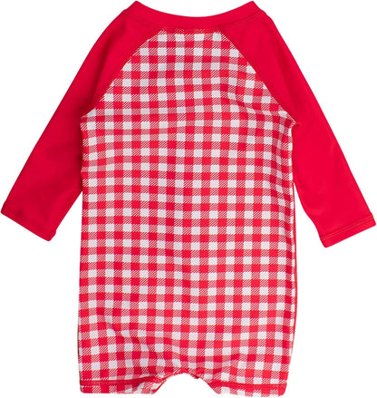 RUGGEDBUTTS Baby/Toddler Boy Swimsuit, One Piece Zipper Rash Guard Sunsuit with UPF 50+ Sun