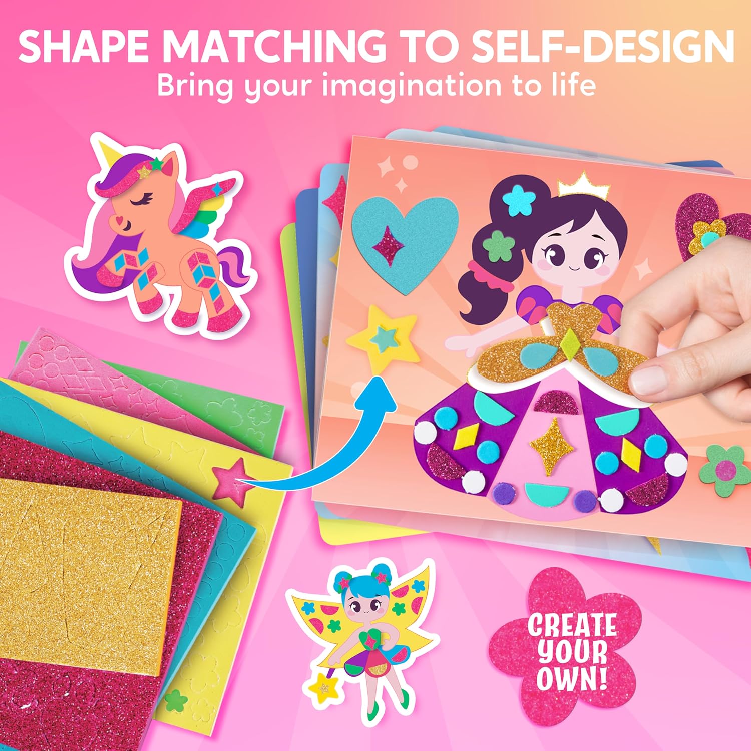 Klever Kits Foam Art Kit for Kids, EVA Foam Stickers with 6 Art Board and 800+ Stickers, DIY Arts