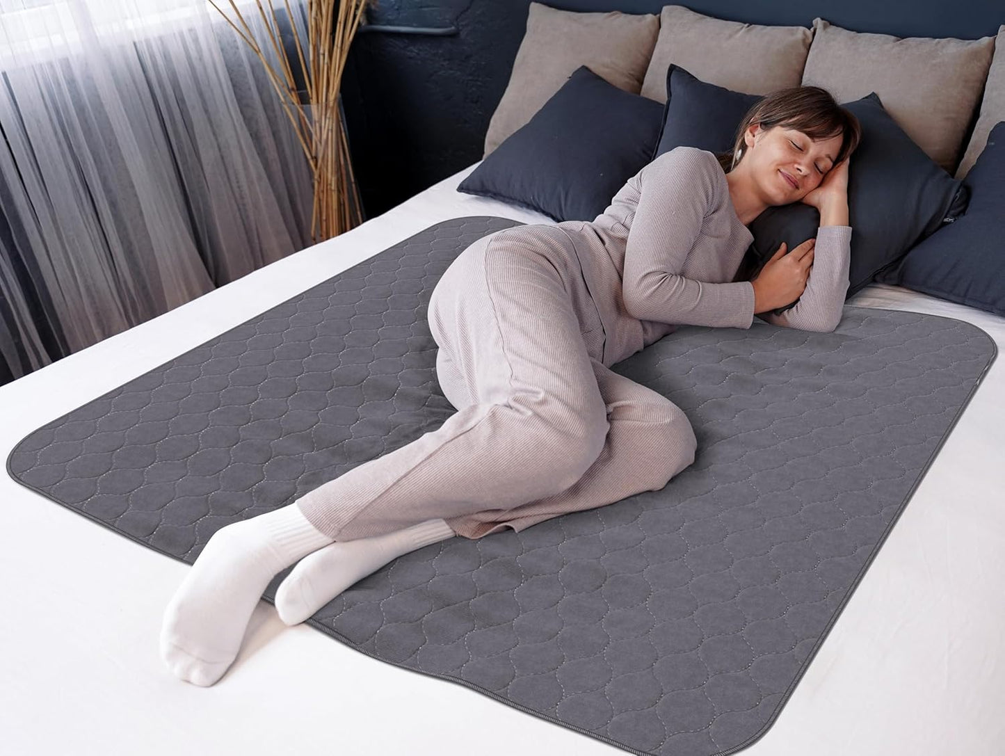 Inspire Underpads | Stain Hiding Gray Reusable Incontinence Bed Pads | Waterproof Mattress Pad |