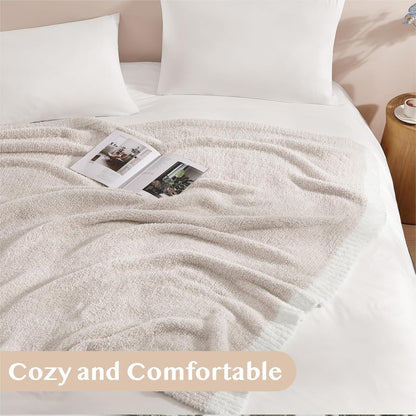 WRENSONGE Throw Blanket Cationic Dyeing Taupe Soft Cozy Fluffy Warm Hand Made Throw Blankets for