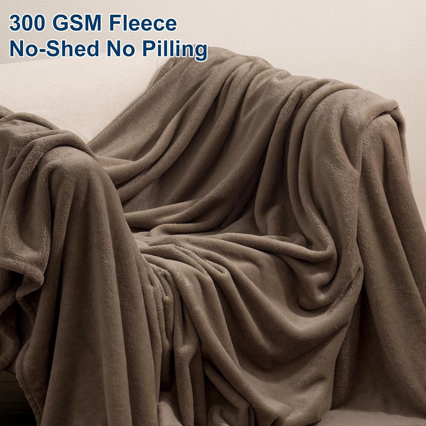 PHF Ultra Soft Fleece Blanket Queen Size, No Shed No Pilling Luxury Plush Cozy 300GSM Lightweight
