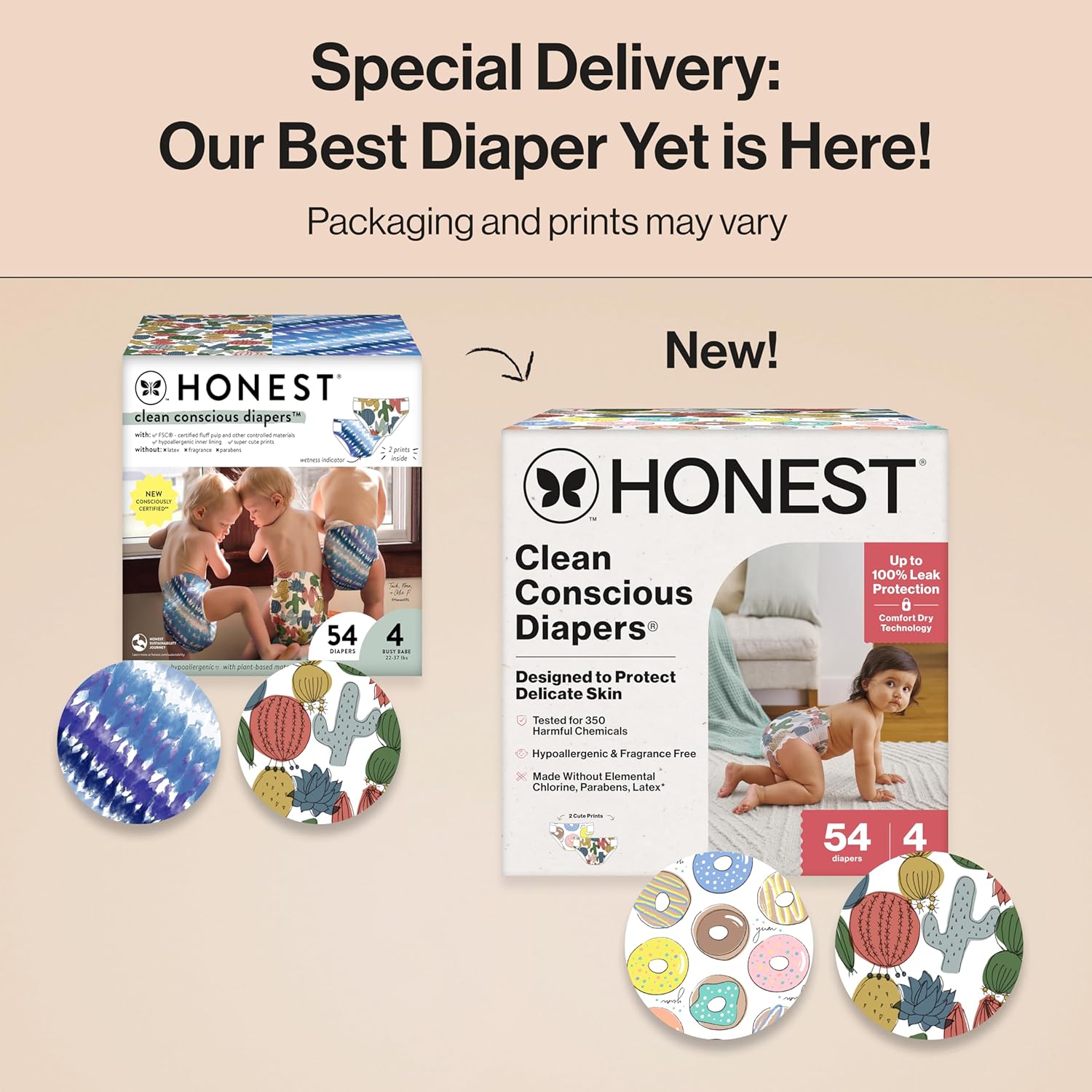 The Honest Company Clean Conscious Diapers for Delicate Skin | Up to 100% Leakproof |