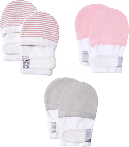 HAPIU Baby No Scratch Mittens Stay On, 100% Cotton Breathable, Adjustable Infant Gloves for Boys