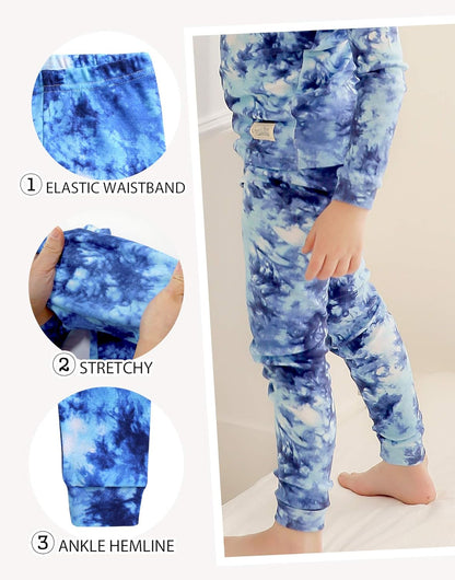 VAENAIT BABY 12M-12Y Toddler Kids Boys Girls 100% Cotton Marbling Tiedye Sung Fit Sleepwear Pajamas