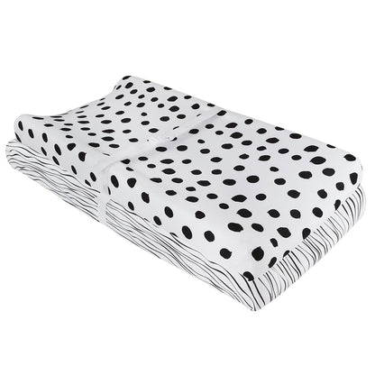 Changing Pad Cover Set | Cradle Sheet 2 Pack 100% Jersey Cotton Black and White Abstract Stripes