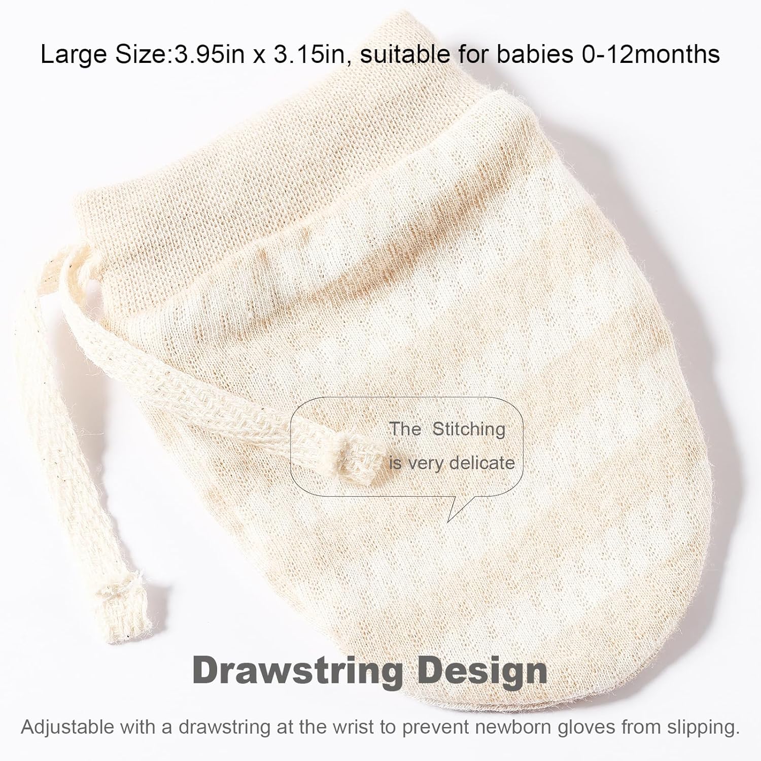 Newborn Mittens No Scratch 100% Organic Cotton 3 Packs Mitts Baby Boy Girl Neutral With String 0-12