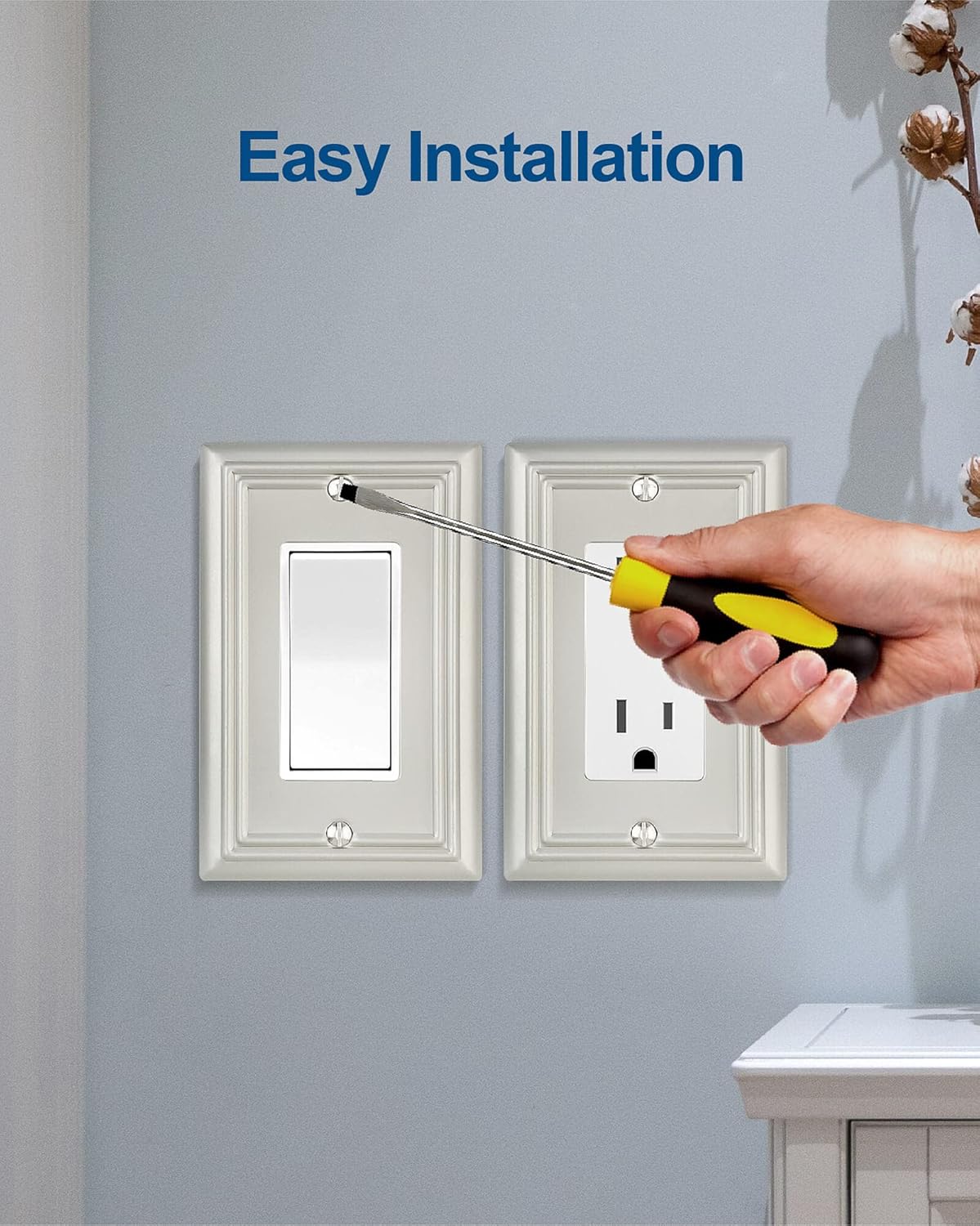 4-Pack Decorator Wall Plate, for Dimmer Switch, GFCI Outlet and Receptacal, Satin Nickel Outlet