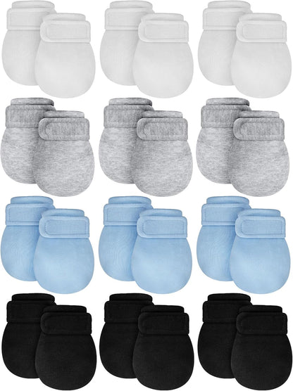 Newcotte 12 Pairs Adjustable Preemie Baby Mittens No Scratch Newborn Cotton Breathable Gloves Warm