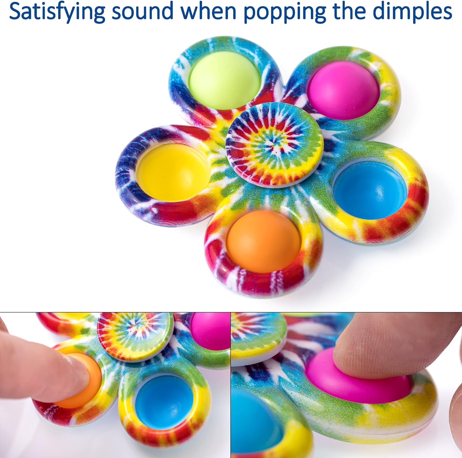 Nutty Toys Fidget Spinner Dimple Popper Sensory Toy - Top Stress & Anxiety Relief Gifts 2024 Unique