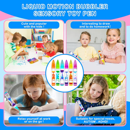 Liquid Motion Bubbler Sensory Toy Pen, Colorful Liquid Timer Pens Great for Stress and Anxiety