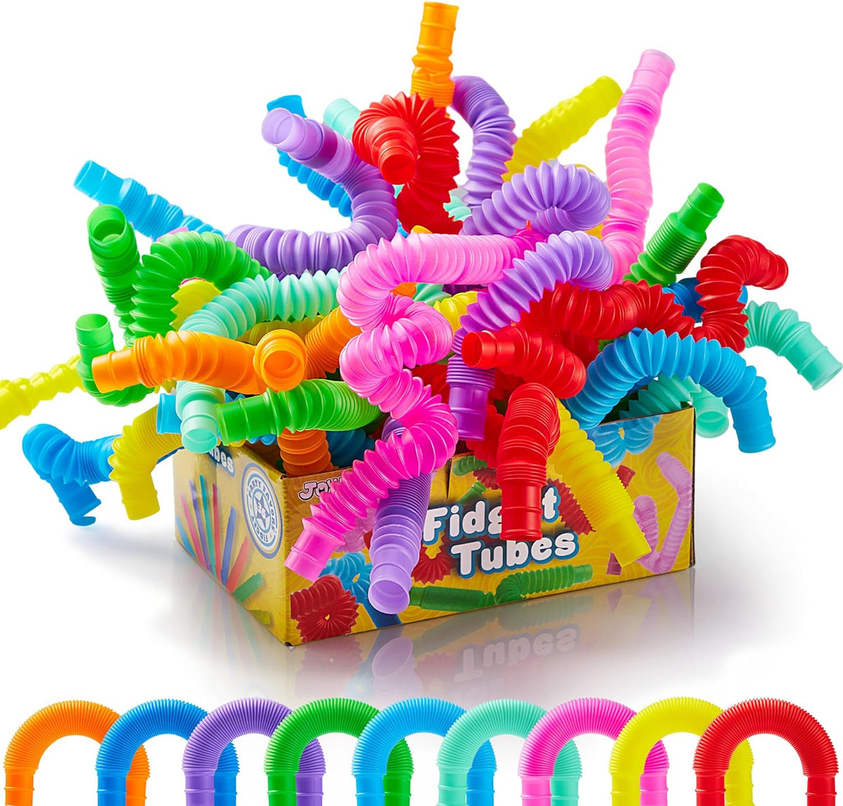 JOYIN 36 Pack Pop Tubes, Sensory Toys（Small） Fidget Tubes Party Favors - 9 Colors, Connectable and