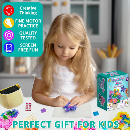 AGENTLAN Art & Craft Activity, Poke Fun Flower Bouquet Craft Kit, Fun & Easy Art Kits for Kids, DIY