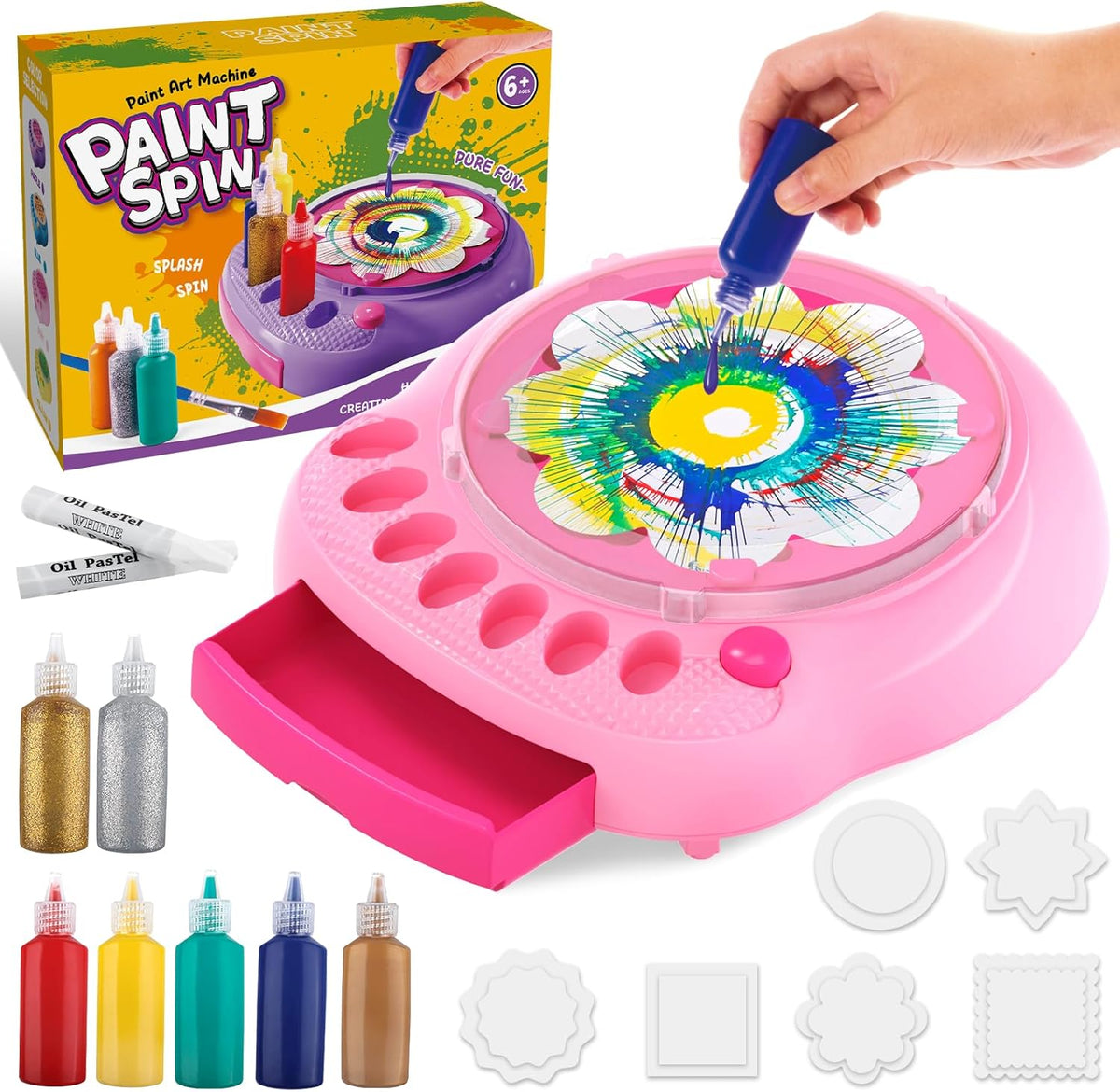 Arts and Crafts for Kids Ages 4-8,Paint Spin Art Machine Kit,Art Craft Set for 6-9 Year Old,Cool