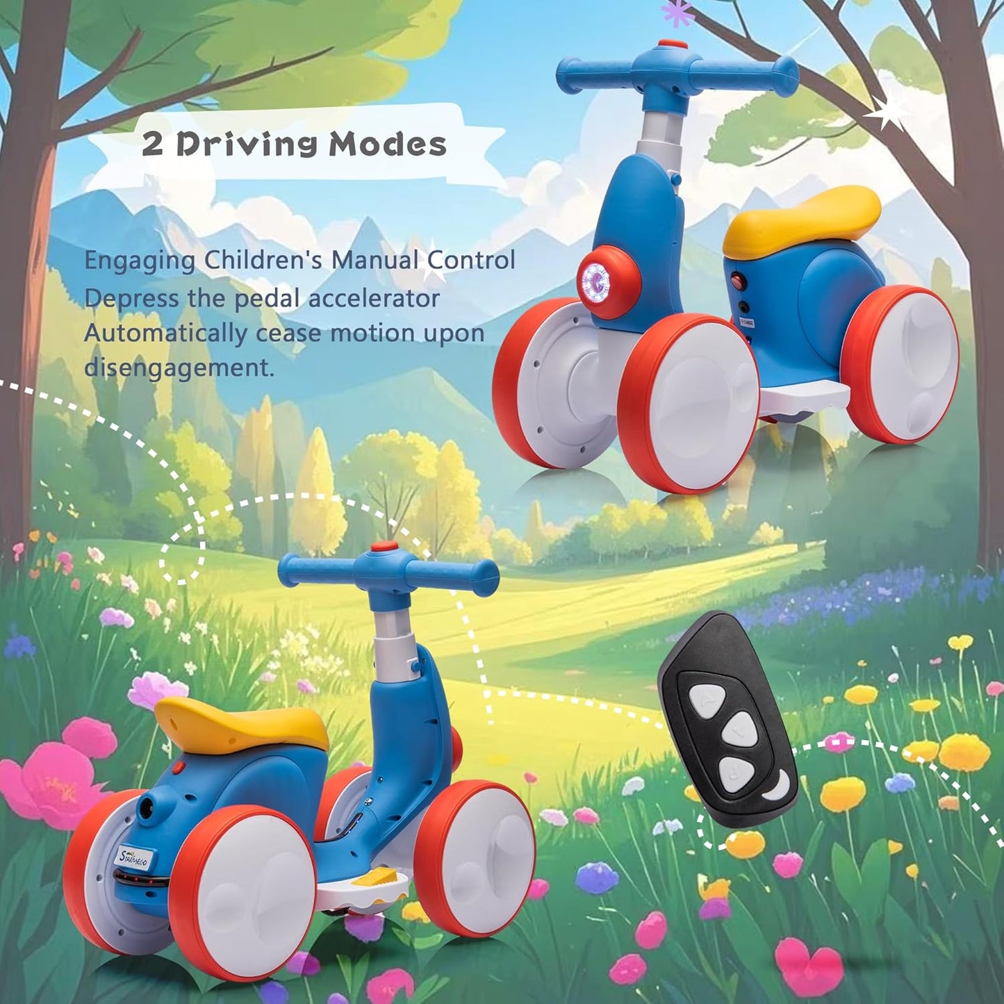 6V Electric Baby Balance Bike for 1 Year Old Boys Girls Ride on Toys 12-48 Months Toddler Balance