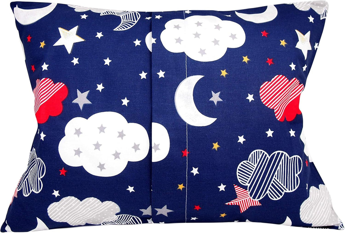 Toddler Pillowcase 13x18 - Moon Star Cloud Child Pillow Case, Cotton Toddler Pillowcase Star