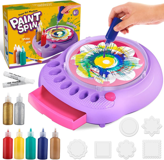 Arts and Crafts for Kids Ages 4-8,Paint Spin Art Machine Kit,Art Craft Set for 6-9 Year Old,Cool