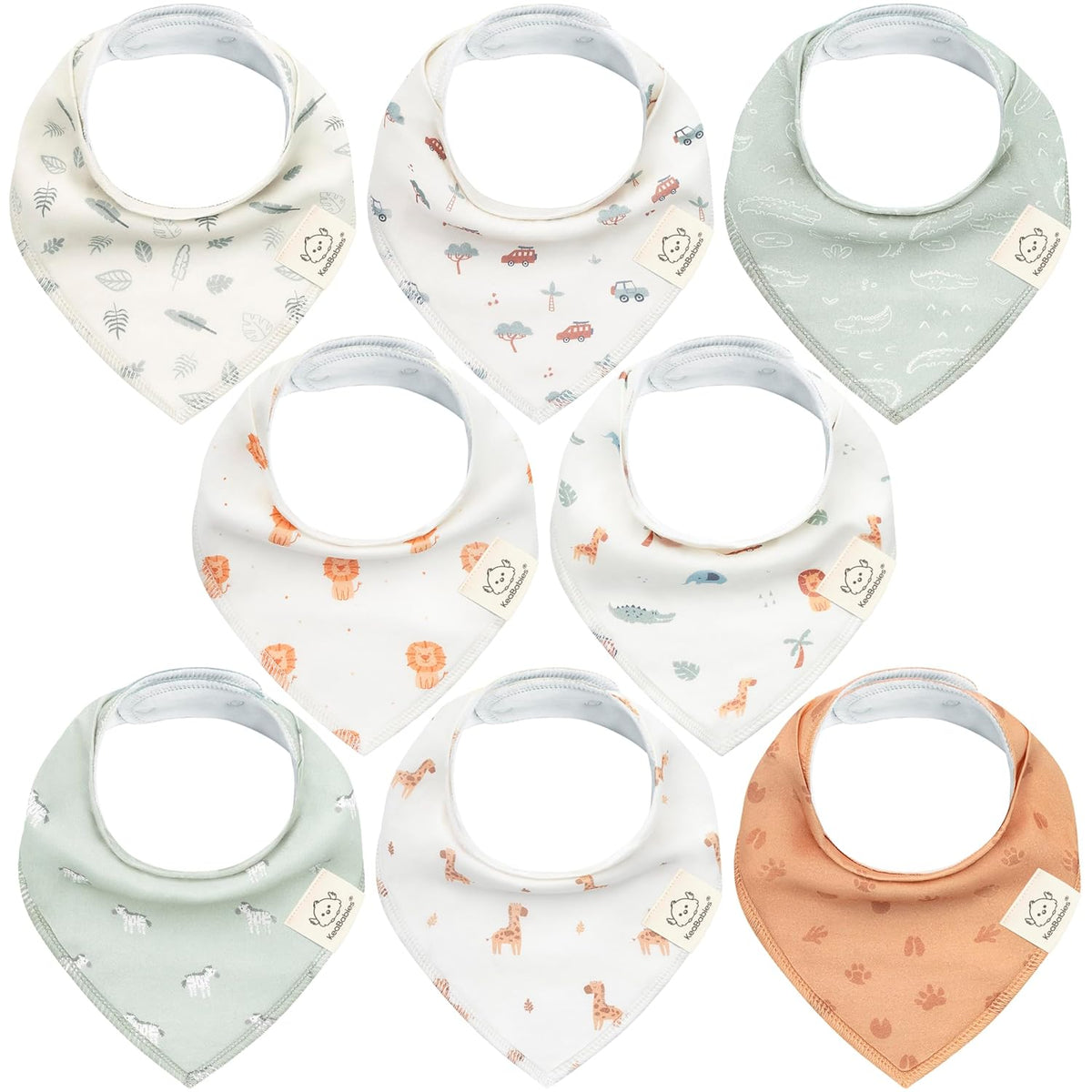 8-Pack Organic Baby Bandana Bibs for Boys, Girls - Super Absorbent Triangle Baby Bibs for Drooling