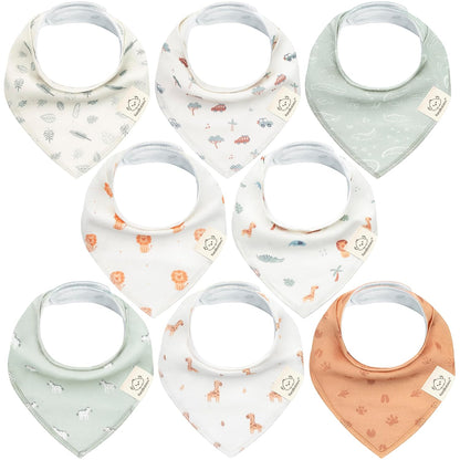 8-Pack Organic Baby Bandana Bibs for Boys, Girls - Super Absorbent Triangle Baby Bibs for Drooling