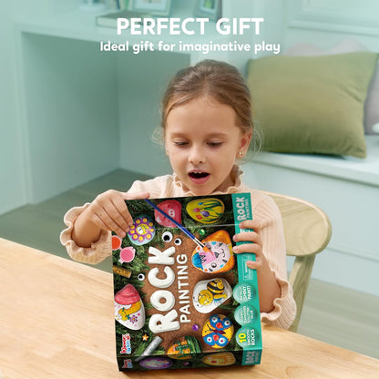 JOYIN Rock Painting Kit for Kids, Arts and Crafts for Girls & Boys Ages 6-12, DIY Supplies for