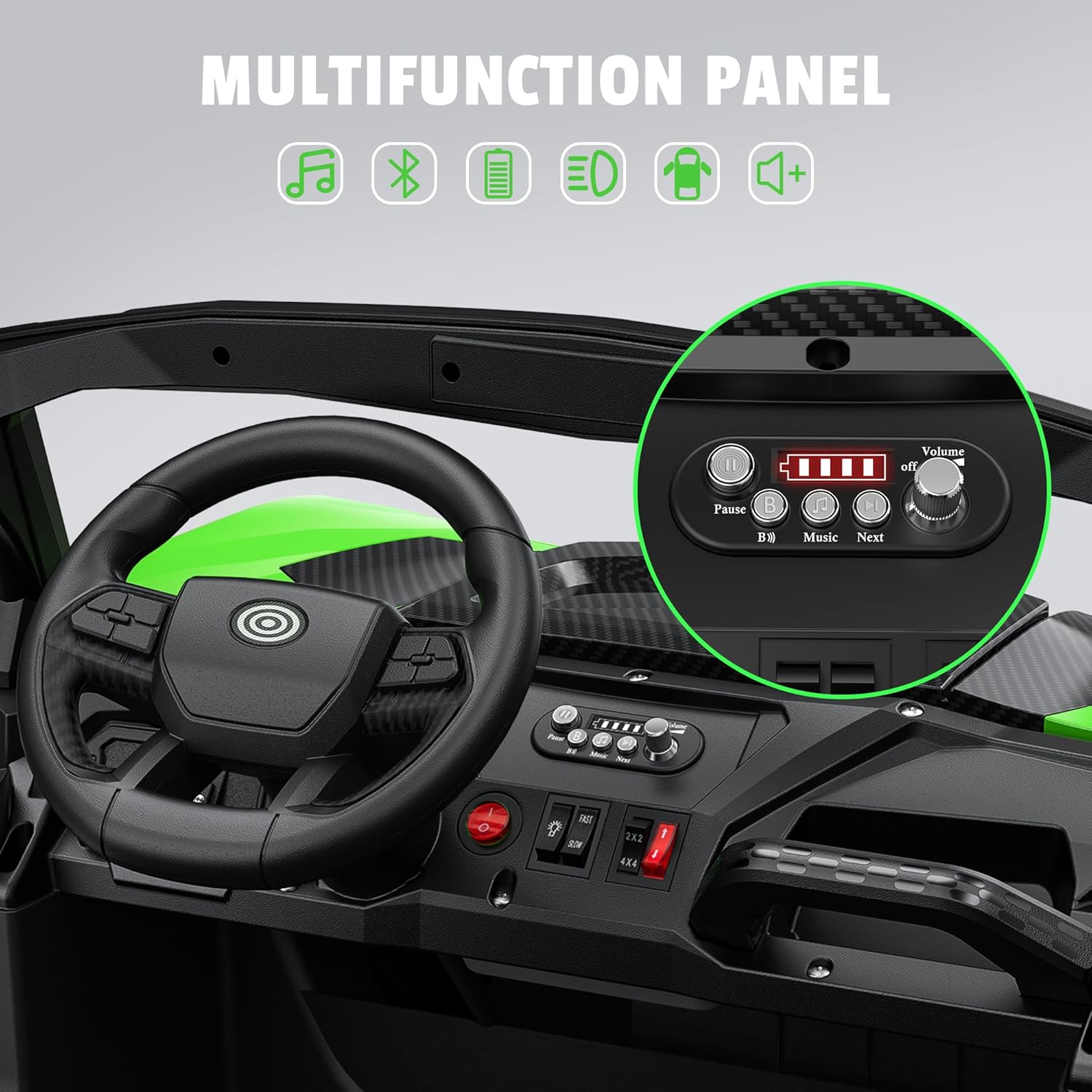 24V 2 Seater Ride on Car Truck, 4x200W, EVA Tires, Remote Control, 4WD/2WD, Rainbow Lights, Shock