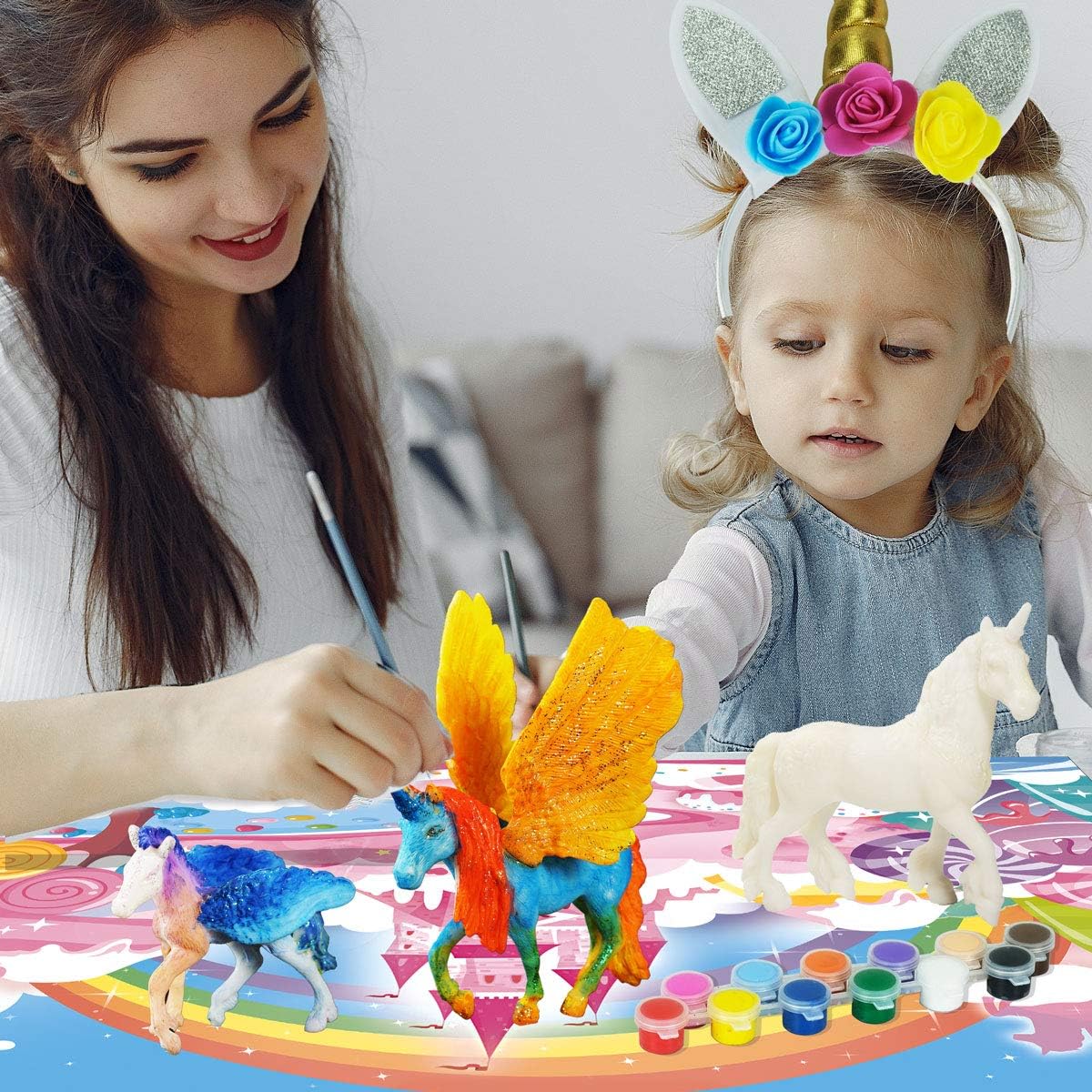 DIY Painting Unicorn Kit Arts and Crafts Set for Kids or Girls Decorate and Drawing 3D Toys for