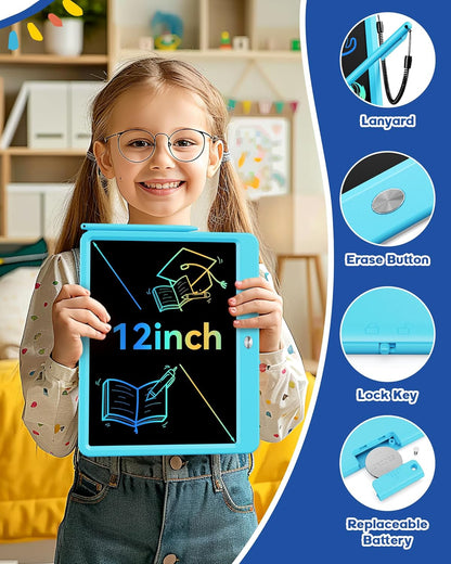 Bravokids 12 Inch LCD Writing Tablet for 3 Year Olds - Electronic Drawing Pad and Doodle Board as
