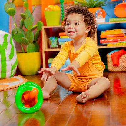 Bright Starts Roll & Glow Monkey Crawling Baby Toy with Lights and Sounds, Tummy Time Toy, 6 Months