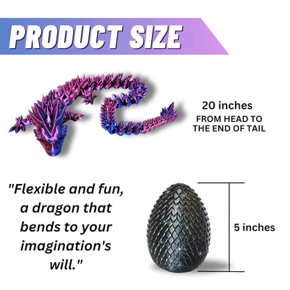 Large 20" Color-Changing Dragon (Improved Design) with Mystic Sparkle Egg, Made in USA
