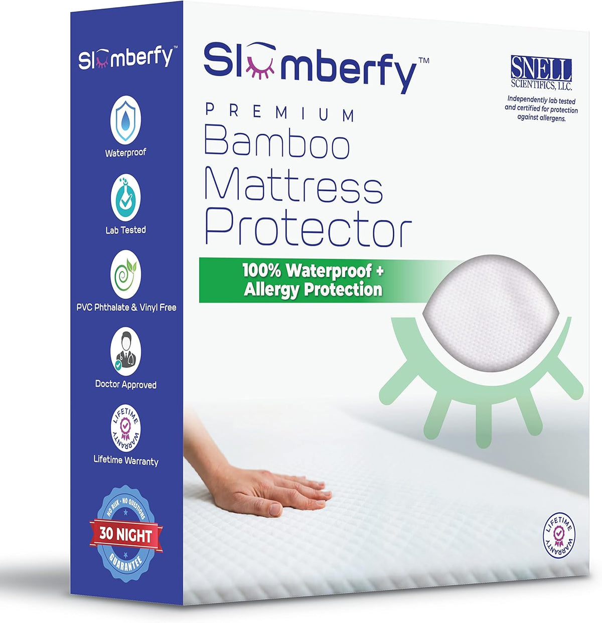 Waterproof Mattress Protector by Slumberfy | Hypoallergenic Bamboo Mattress Protector | Natural +