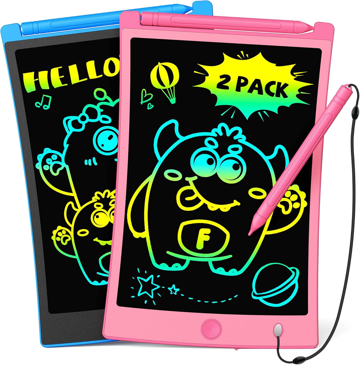 TEKFUN Kids Toys, 2Pcs LCD Writing Tablet with 4 Stylus, 8.5in Erasable Doodle Board Mess Free