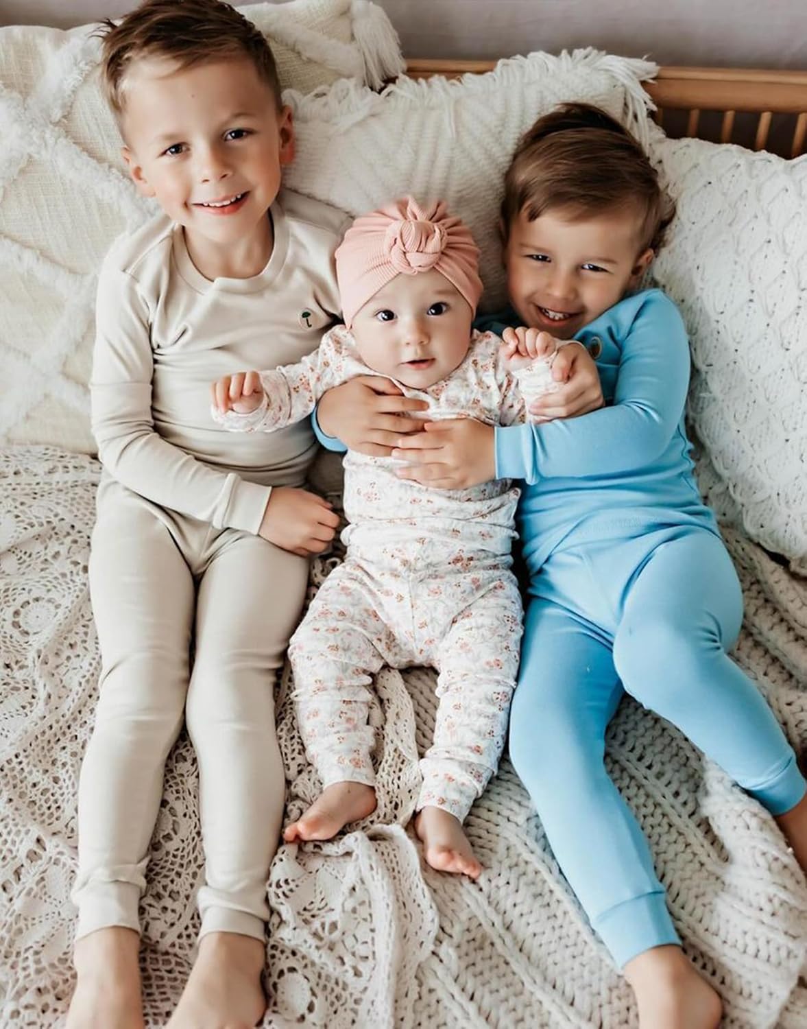 moimoln 6M-8Y Modal Cotton Solid Soft Breathable Baby Toddler Boys Girls Snug fit Pjs Long Sleeve