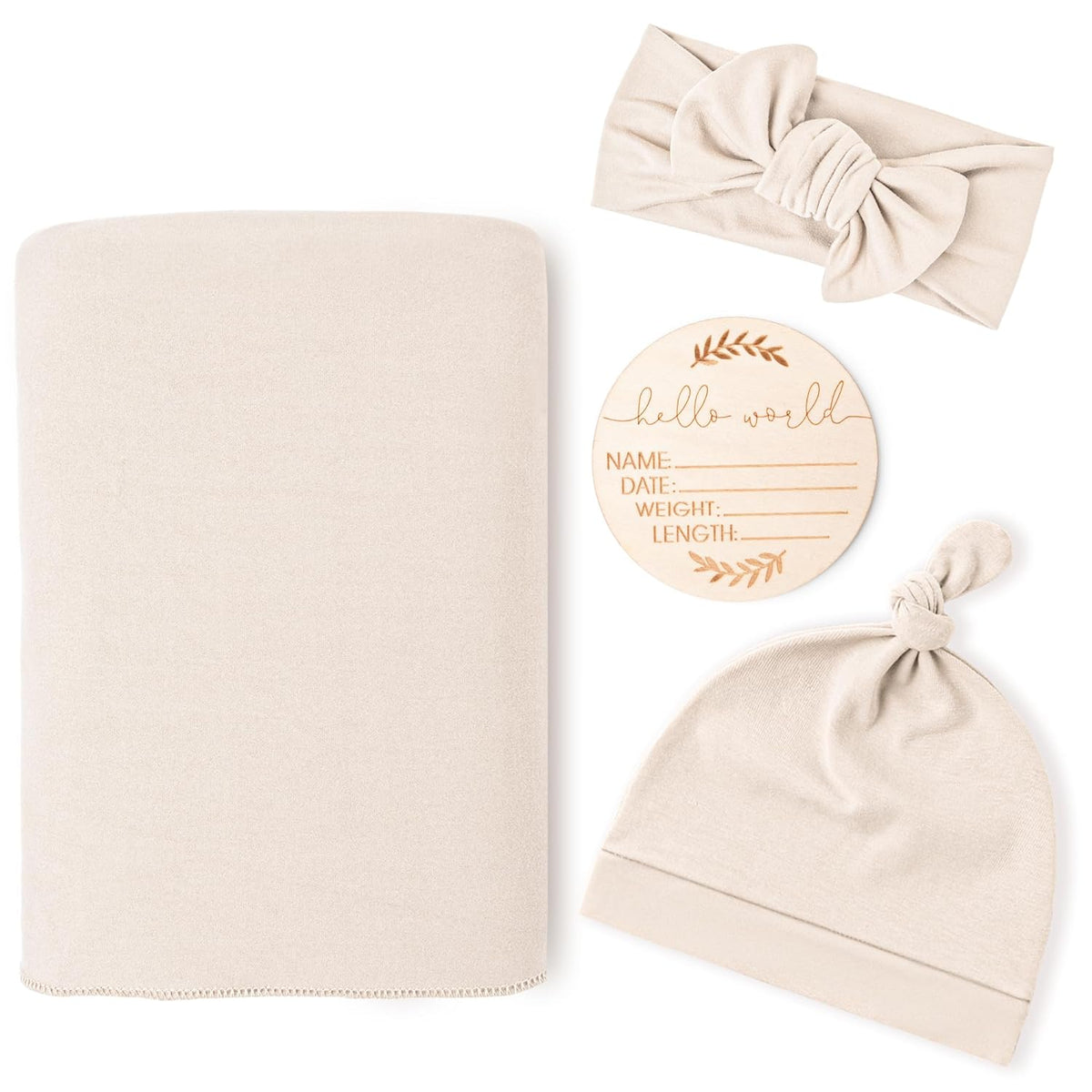 Konssy Baby Girl Newborn Receiving Blanket with Matching Headband and Beanie Set Baby Swaddle