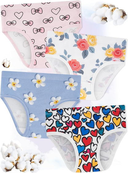 Girls' Underwear,Soft Cotton Tagless Panties for Toddlers' & Little Kids Comfort,Breathable