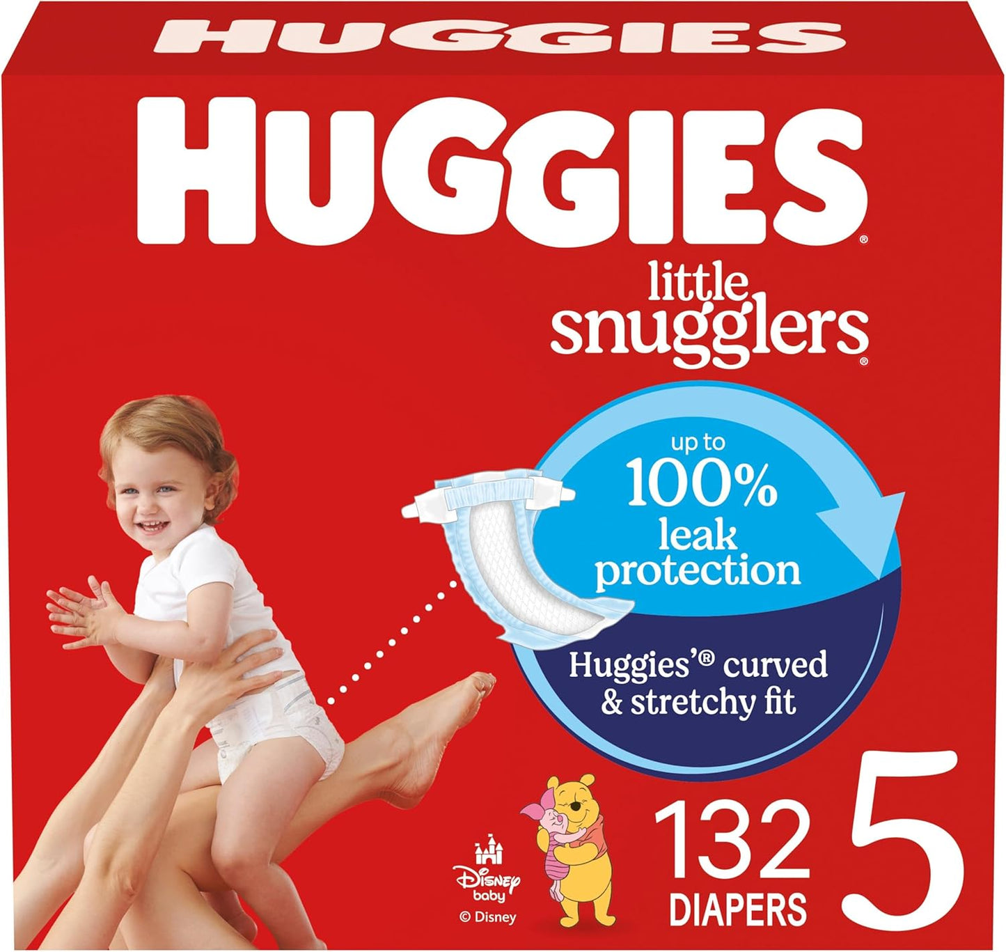 Huggies Size 5 Diapers, Little Snugglers Baby Diapers, Size 5 (27+ lbs), 132 Count (2 Packs of 66)