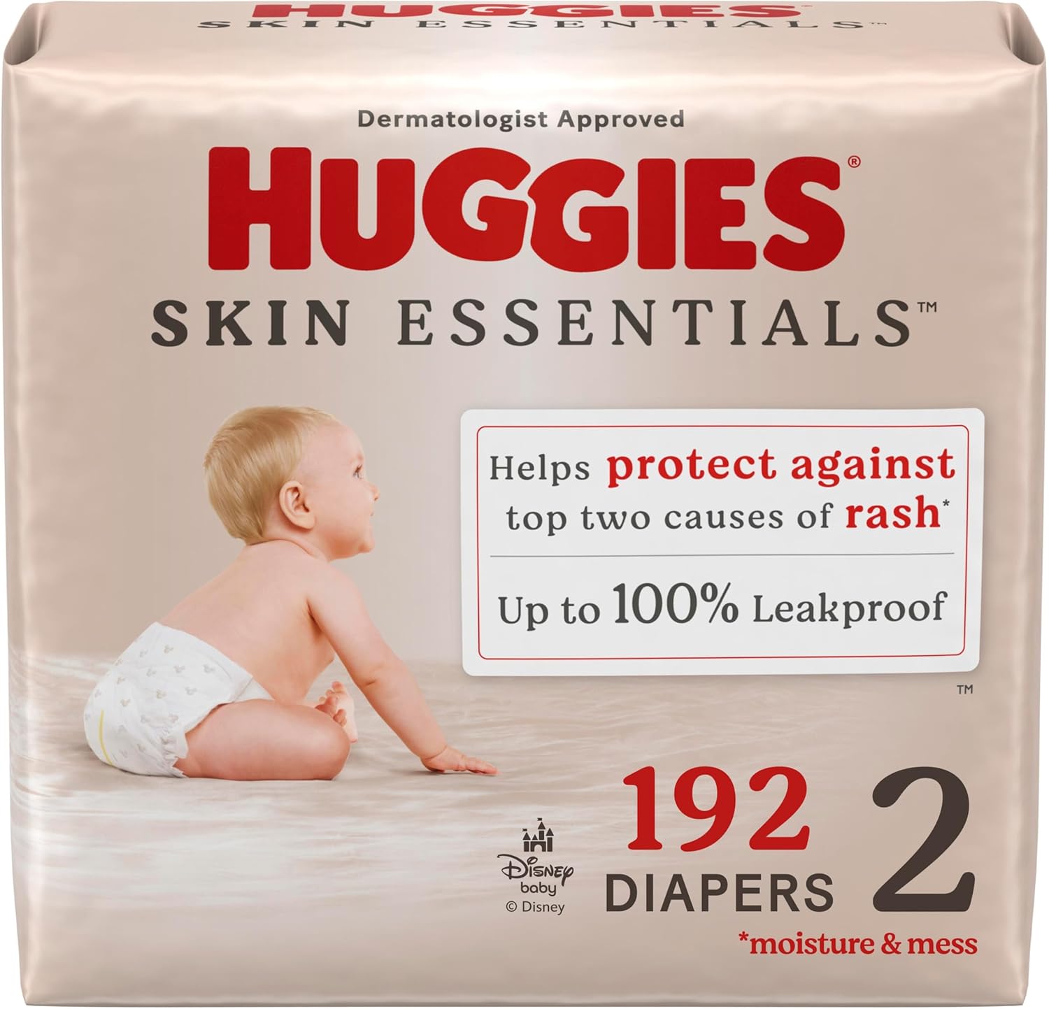 Huggies Size 2 Diapers, Skin Essentials Baby Diapers, Size 2 (12-18 lbs), 192 Count (3 Packs of
