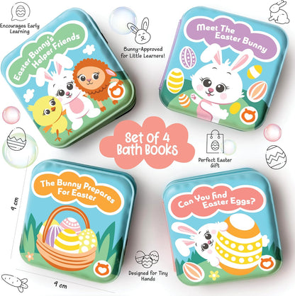 Easter Bath Book Set for Babies & Toddlers – 4 Colorful, Soft, and Waterproof Bath Books with Bunny