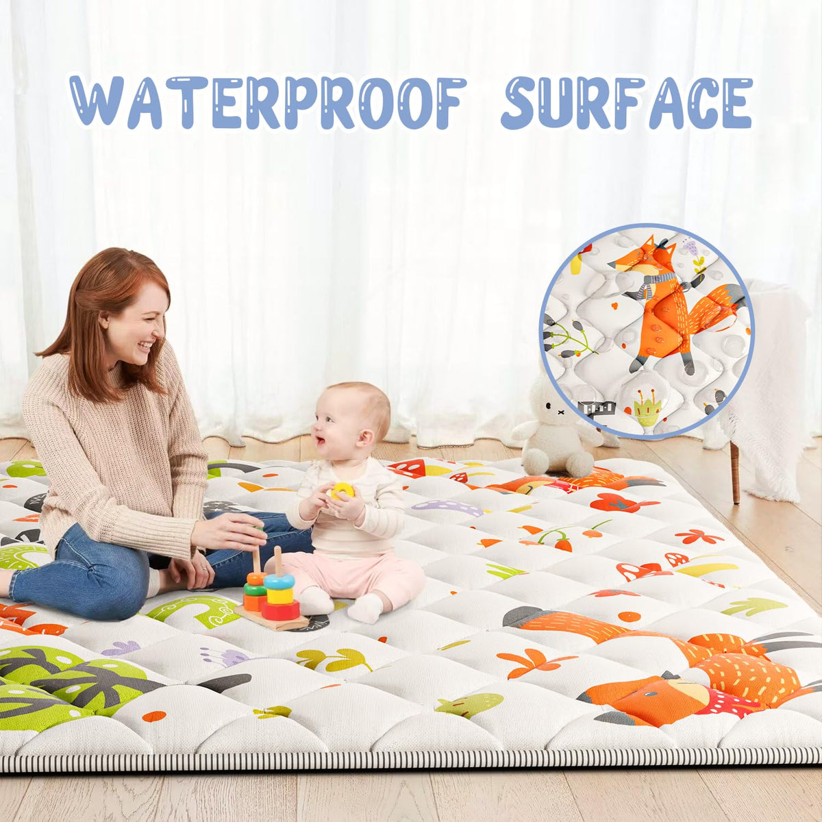 Baby Play Mat 50x50 Playpen Mat Upgraded Thicker Baby Floor Play Mat Cushioned Anti- Slip Crawling