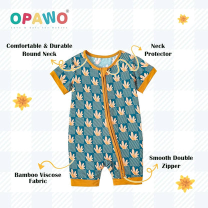 OPAWO Bamboo Baby Pajamas 3 Pack, Double Zipper Bamboo Sleepers for Baby Boy Girl Romper, Toddler